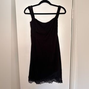 Free People Slip Dress with Lace Hem Black Size Medium